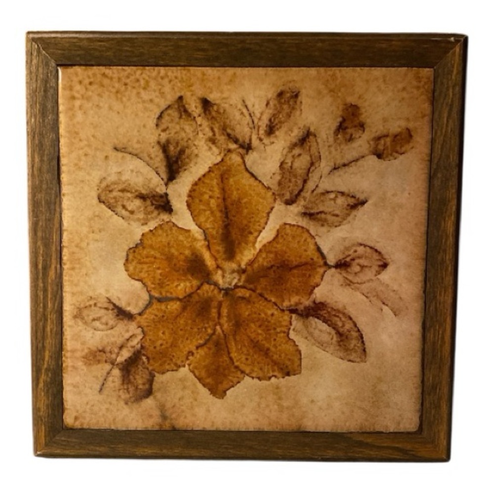 Vintage Iris ceramic Trivet by semigres Italy